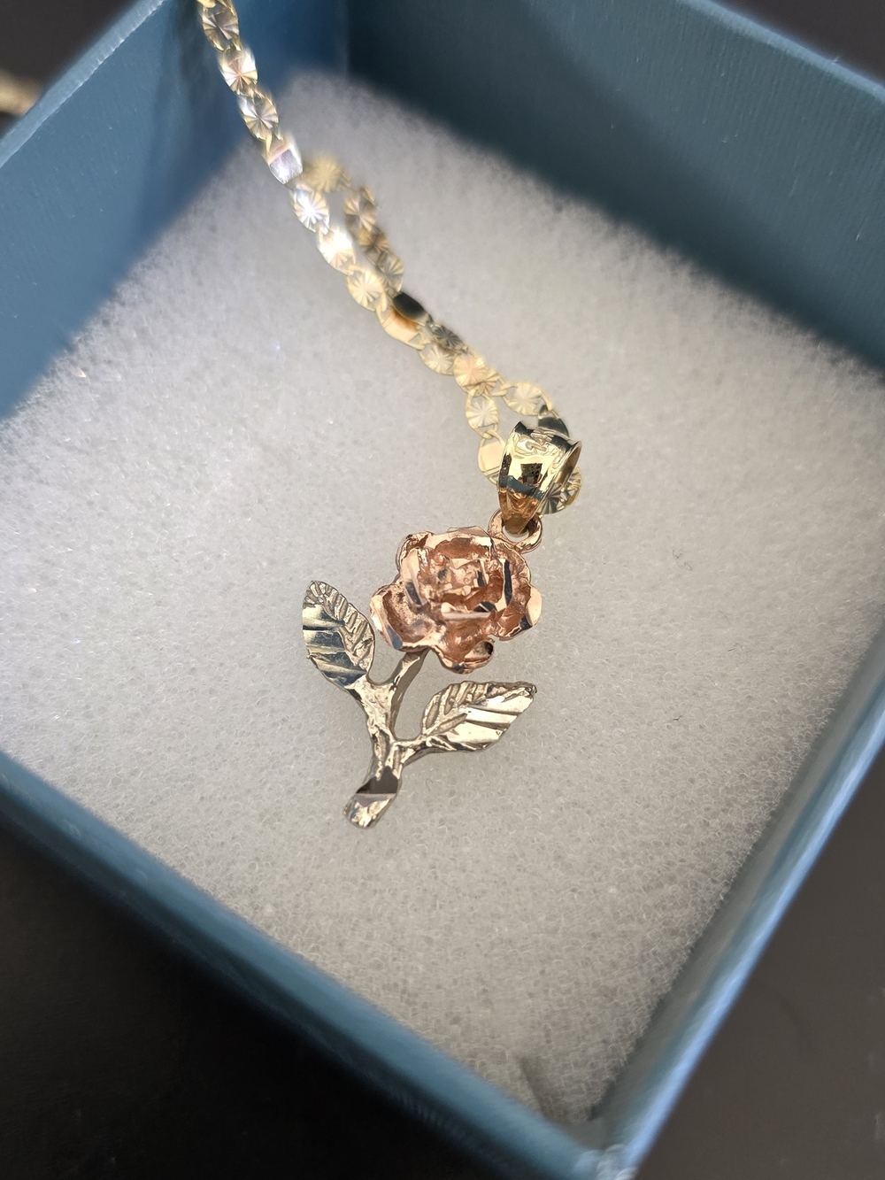 Delicate 14k Rose Pendant Necklace - Pink and Gold Floral Charm